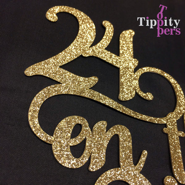Personalized cake topper for champagne birthday