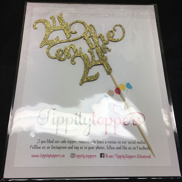 Customized champagne birthday cake topper