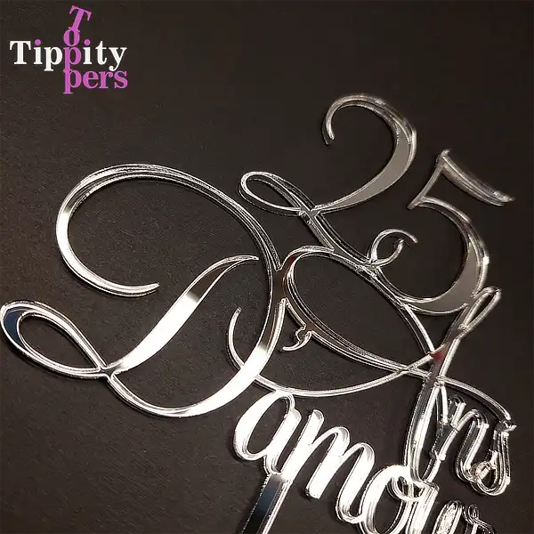 25 ans d'amour cake topper pour l'anniversaire de mariage