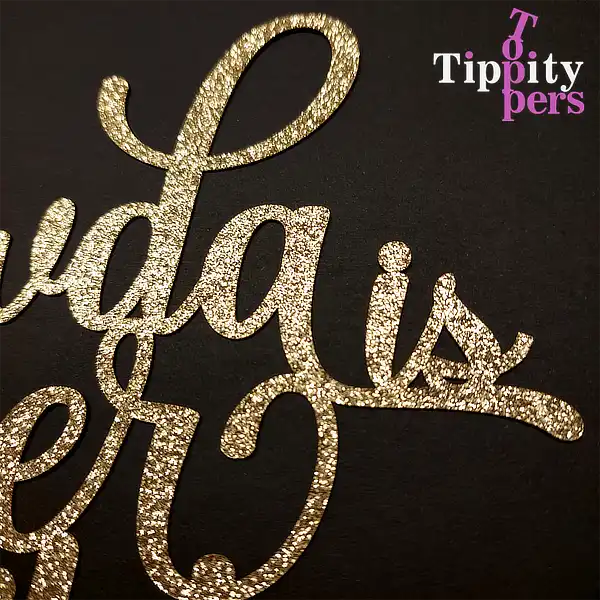 Personalized glitter cake topper for 4th birthday
