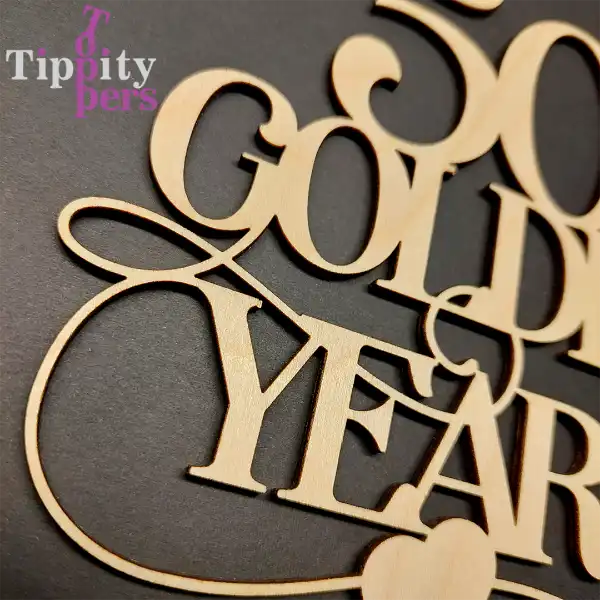 50 Golden Years rustic 50 years wedding anniversary cake topper