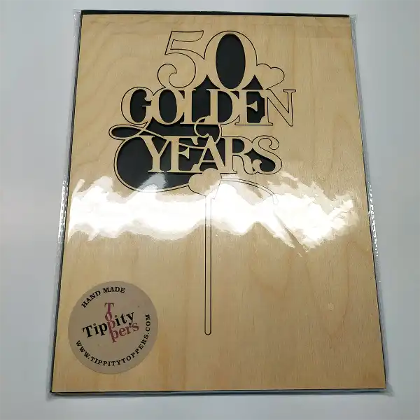 Custom rustic cake topper in wood for 50th wedding anniversary