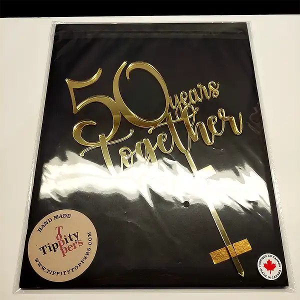 50 Years Together cake topper en acrylique pour le 50e anniversaire de mariage 