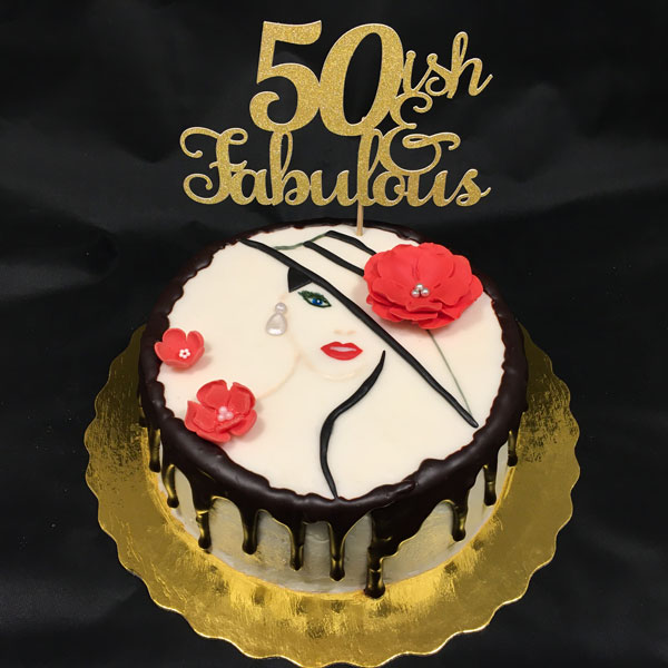 50ish and Fabulous cake topper pour 50e anniversaire