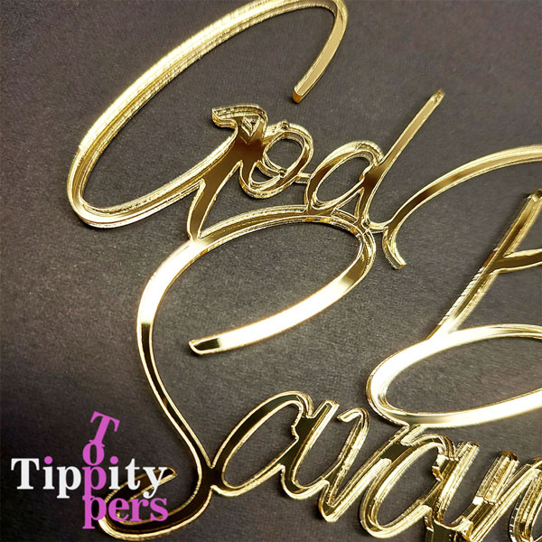 Personalized Acrylic Gold Mirror Cake topper for Baptism