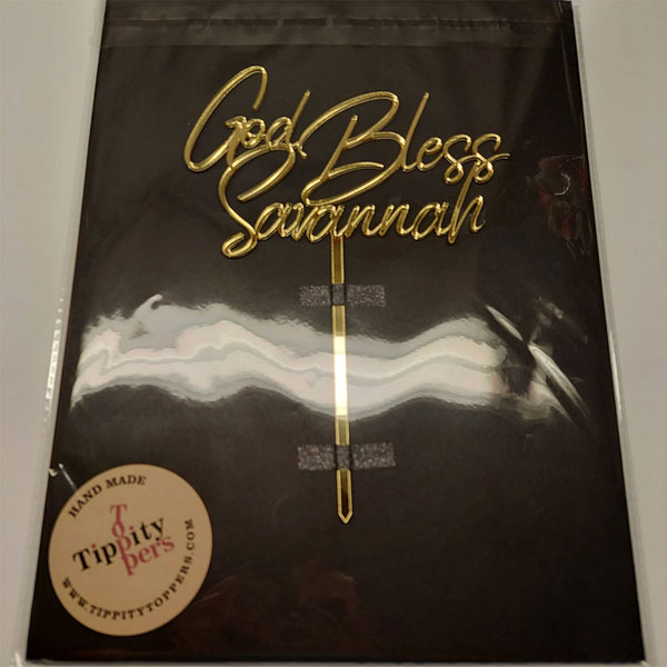 Acrylic Gold Cake Topper for Baptism