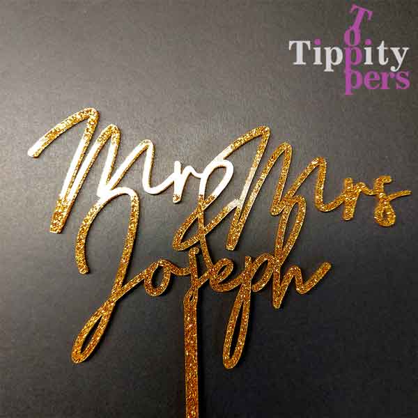 Cake topper de mariage Mr&Mrs personnalise decoupe au laser