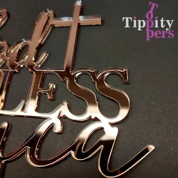 Customizable Acrylic Cake topper for Baptism includes name and cross
