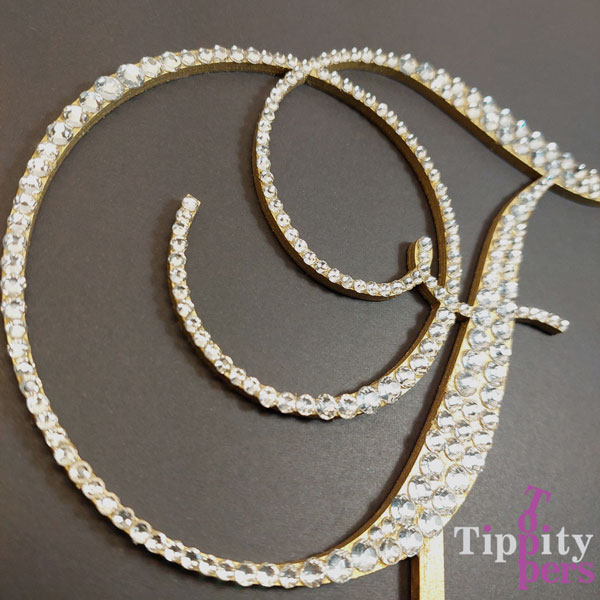 Cake topper de Mariage monogramme Bling découpé au laser