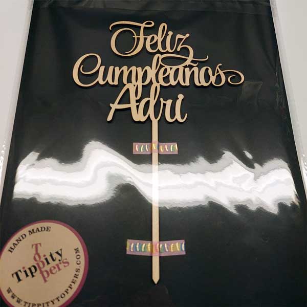 Feliz Cumpleaños Cake topper en bois ou acrylique