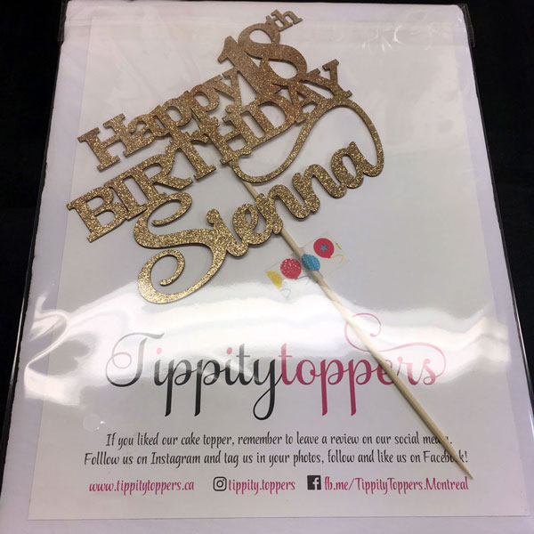 Joyeux 18e anniversaire cake topper personnalisé avec nom et année