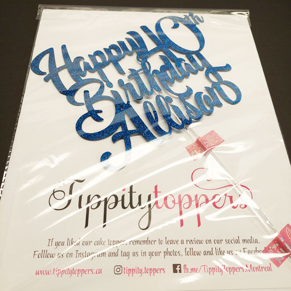 Joyeux 40e anniversaire cake topper personnalisé avec nom et année