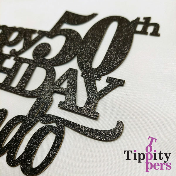 Joyeux 50e anniversaire cake topper plus le nom et année
