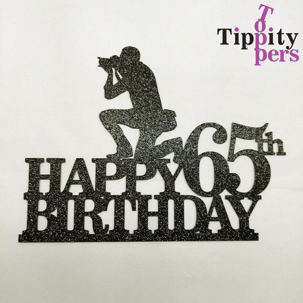 Cake topper d'anniversaire personnalisée comprend la silhouette du photographe