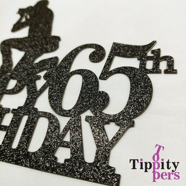 Joyeux 65e anniversaire cake topper personnalisée