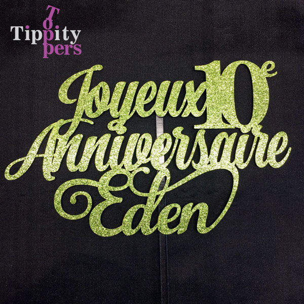 Joyeux 10ème anniversaire cake topper comprend le nom
