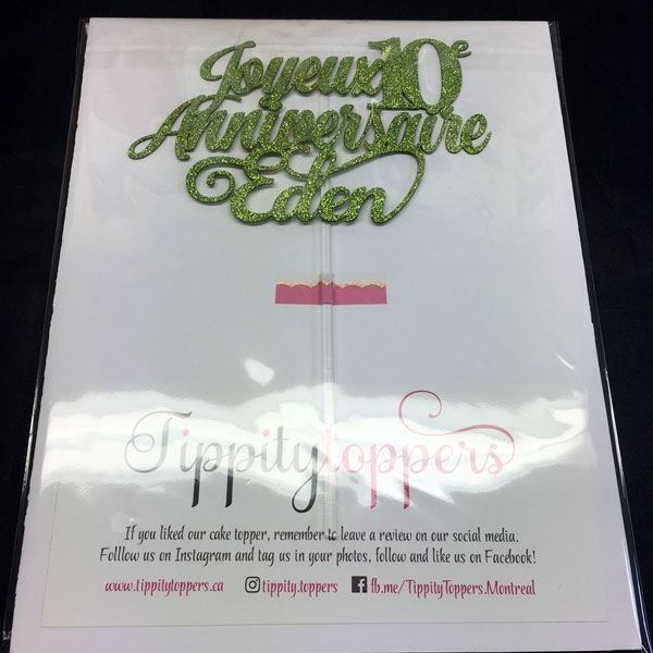 Joyeux anniversaire 10ème cake topper personnalisé avec nom