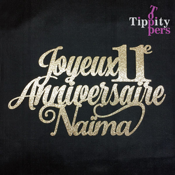Joyeux 11ème anniversaire cake topper comprend le nom