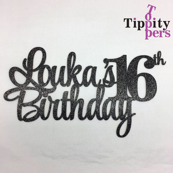 Personalized sixteen birthday cake topper