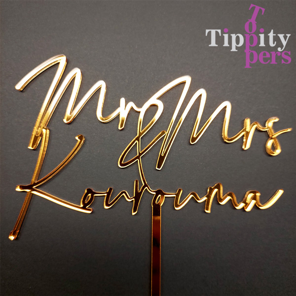 Cake topper de mariage Mr&Mrs personnalise decoupe au laser