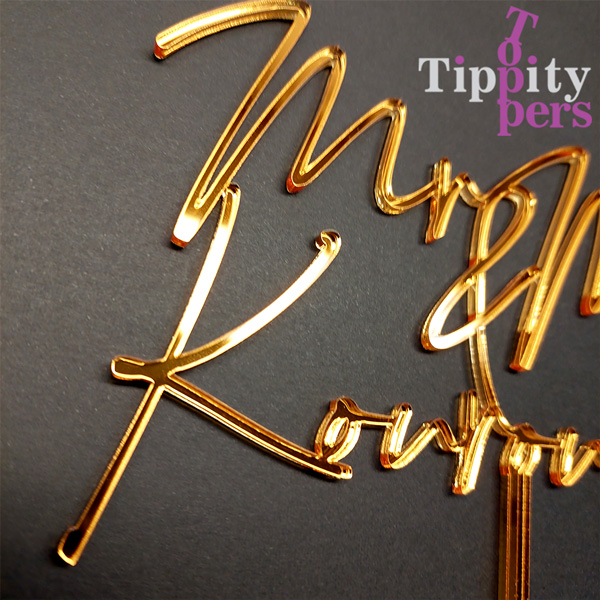 Cake topper de mariage Mr&Mrs personnalise avec nom de famille