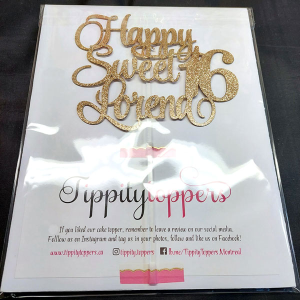 Sweet sixteen anniversaire cake topper