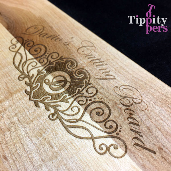 Laser engraved personalized cutting board for corporate or wedding gift