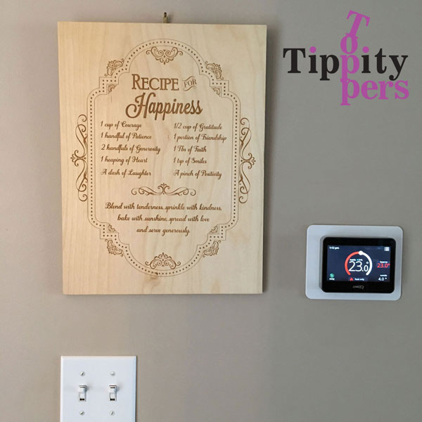 Recipe for Happiness wood wall plaque for kitchen decor, housewarming gift, wedding gift or birthday gift