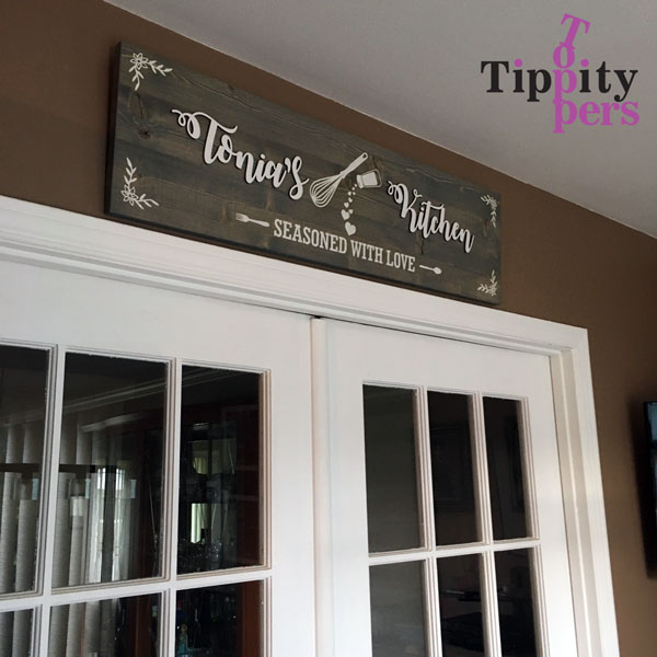 Laser cut personalized rustic wood sign for kitchen decor, home decor of for a unique gift