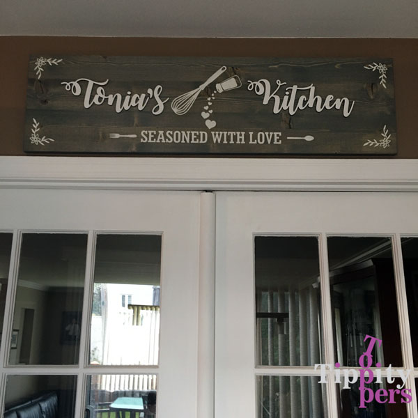 Laser cut personalized rustic wood sign for kitchen decor or for your home decoration