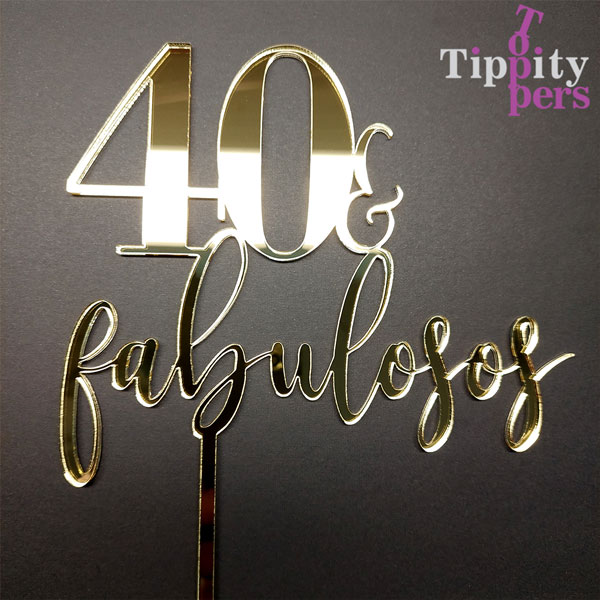 Cake Topper en Or Acrylique Pour 40e anniversaire