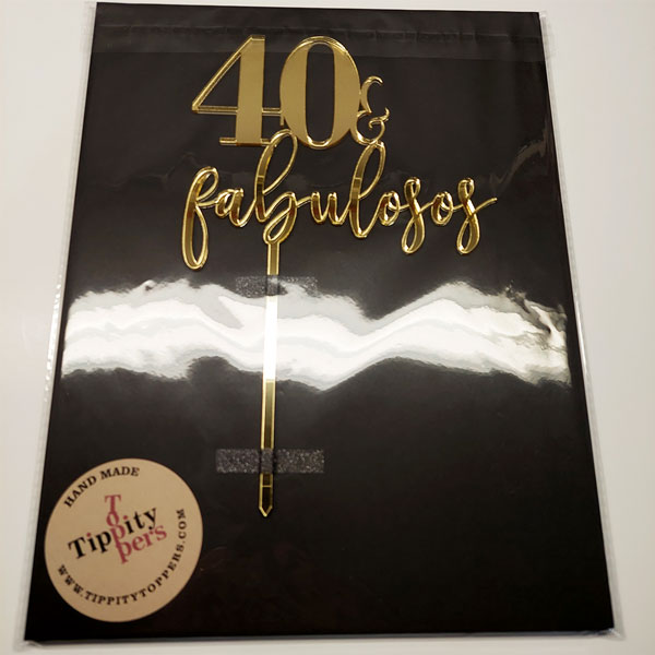 Cake Topper en acrylique Or 18K  Pour le 40ème anniversaire