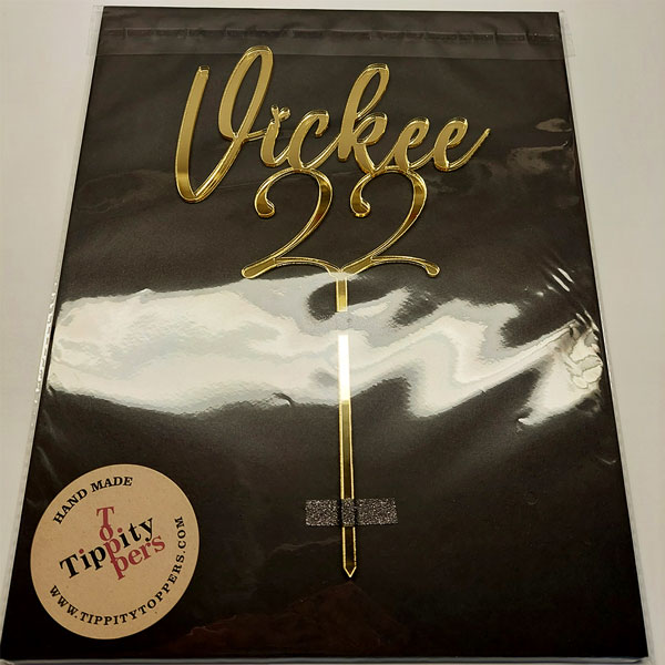 18K Gold Acrylic Cake topper for 22th Birthday