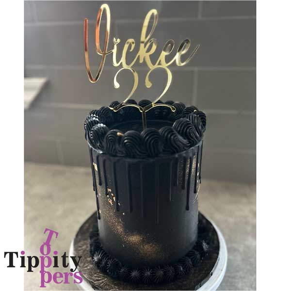 18K Gold Acrylic Cake topper for 22th Birthday