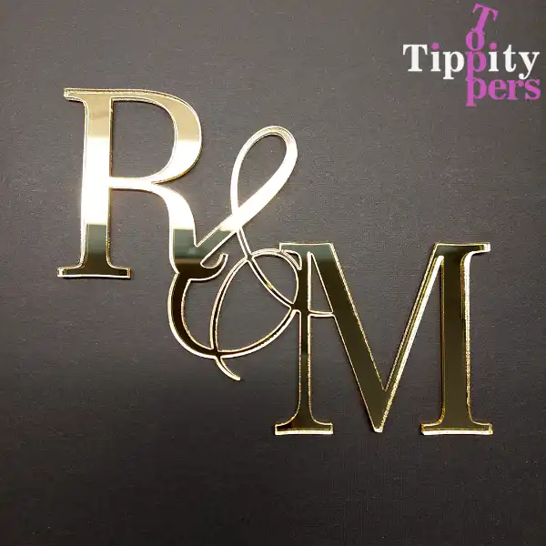 Acrylic Cake charm with couple's monograms for wedding