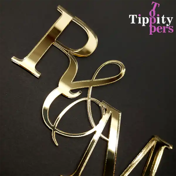 Acrylic Gold Cake charm for wedding cake