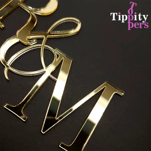 Acrylic Gold Cake charm with initials