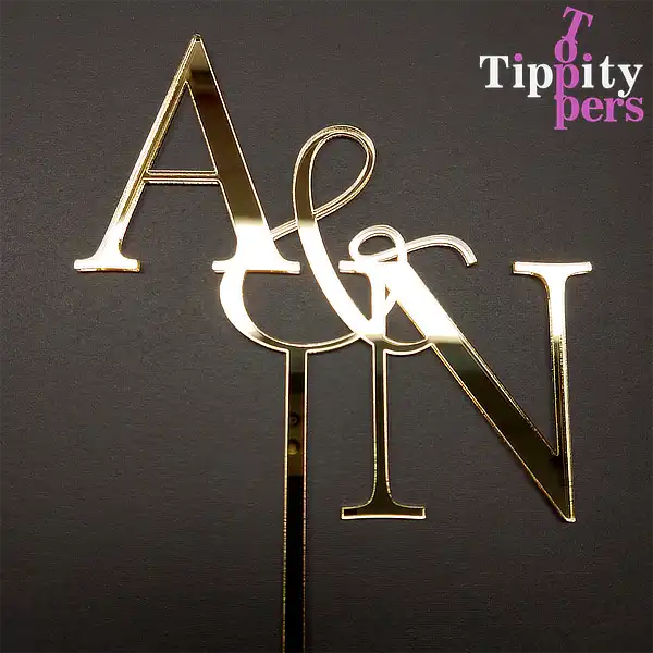 Monogram laser cut acrylic wedding cake topper