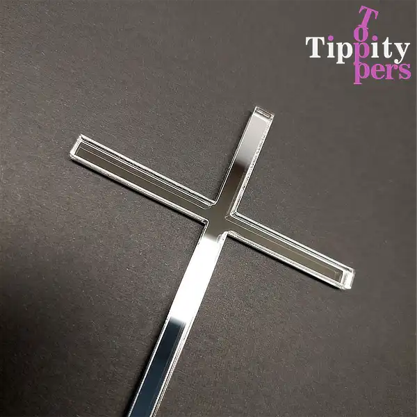 Croix cake charms en acrylique pour Baptême, Communion ou Confirmation