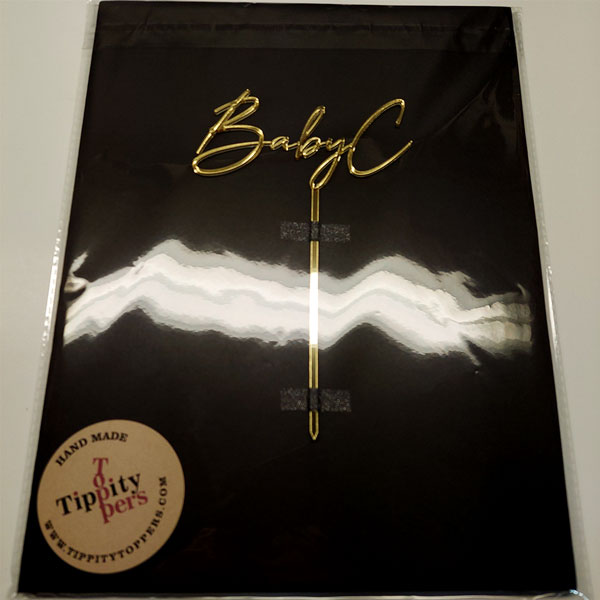 Custom 18K Gold Mirror Baby Acrylic Cake Topper