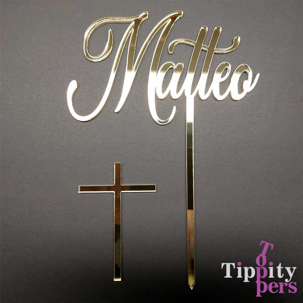 Acrylic Cake topper for first Communion with Cross Charm