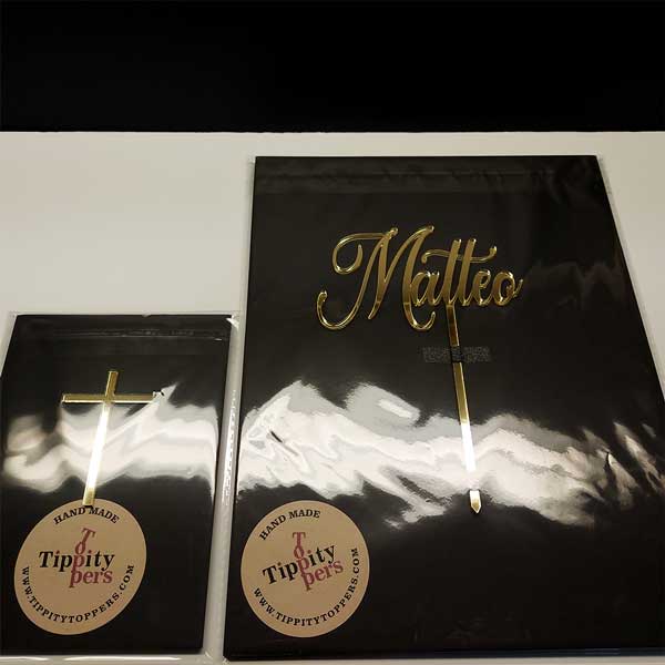 Acrylic Custom First Communion Cake Topper with cross cake charm