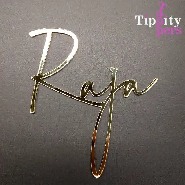 Cake Charm Nom en Acrylique 18K Or Miroir pour Anniversaire