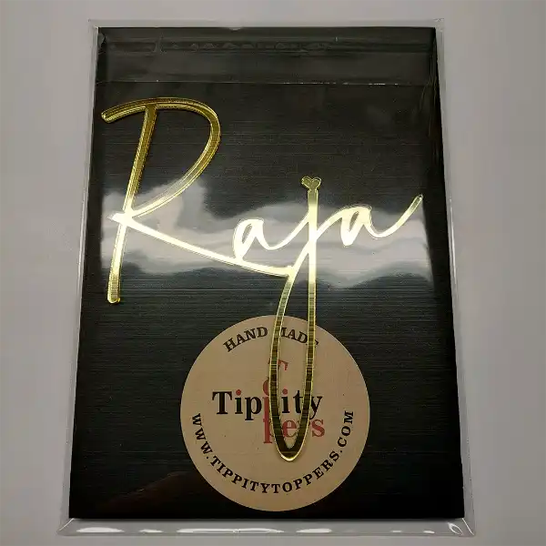 Cake Charms nom en acrylique Miroir 18K Or