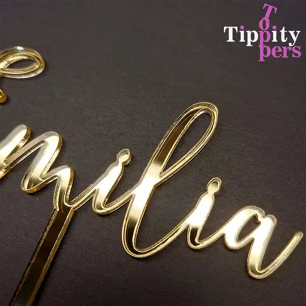 Cake topper en acrylique or