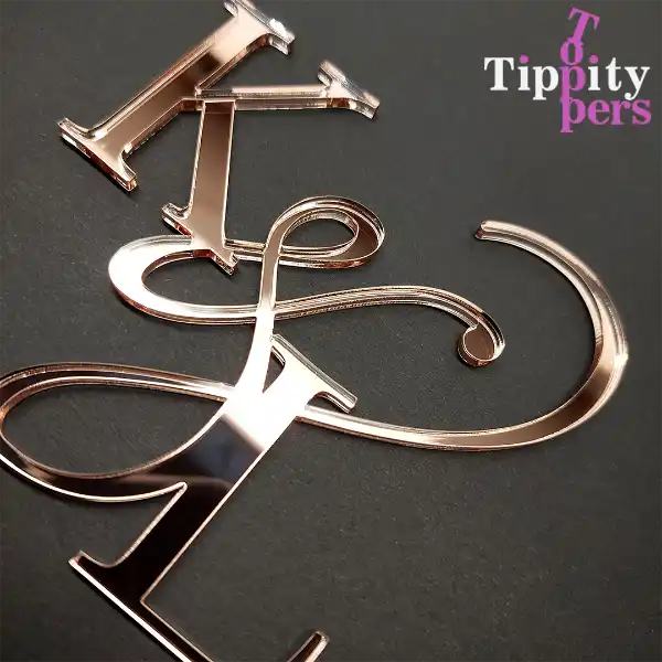 Acrylic Rose Gold Cake charm for wedding cake