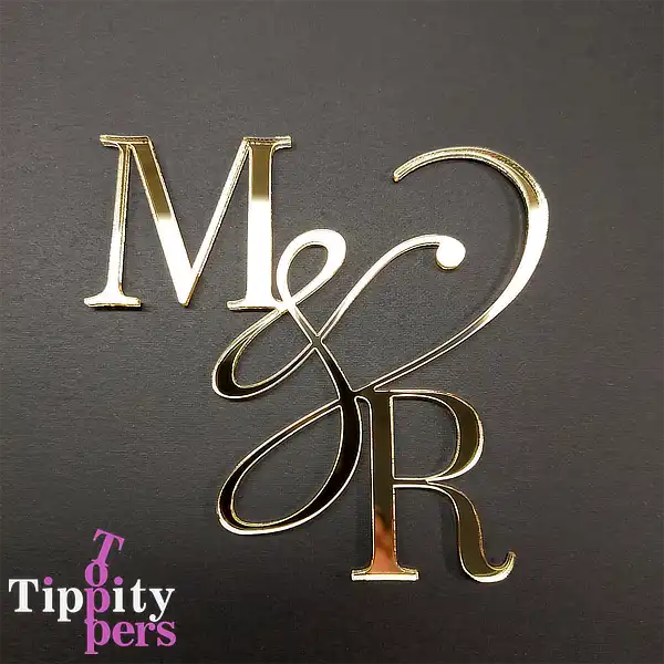 Acrylic Mirror Gold Custom Cake charm for wedding