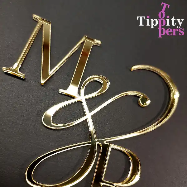 Acrylic Gold Cake charm for wedding cake
