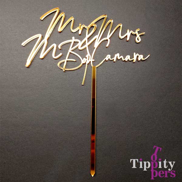 Cake topper de mariage en acrylique avec nom de famille