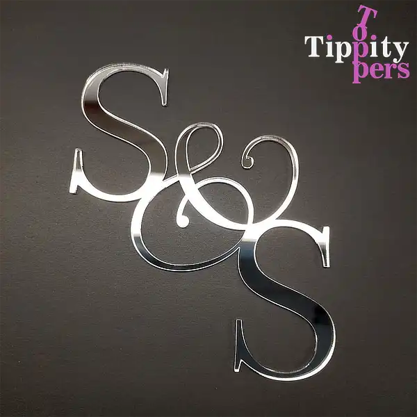 Acrylic Mirror Silver Custom Cake charm for wedding